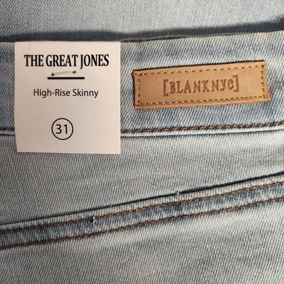 Blank NYC Sz 31 The Jones High Rise Skinny Denim Jeans Distressed NWT - Picture 3 of 5